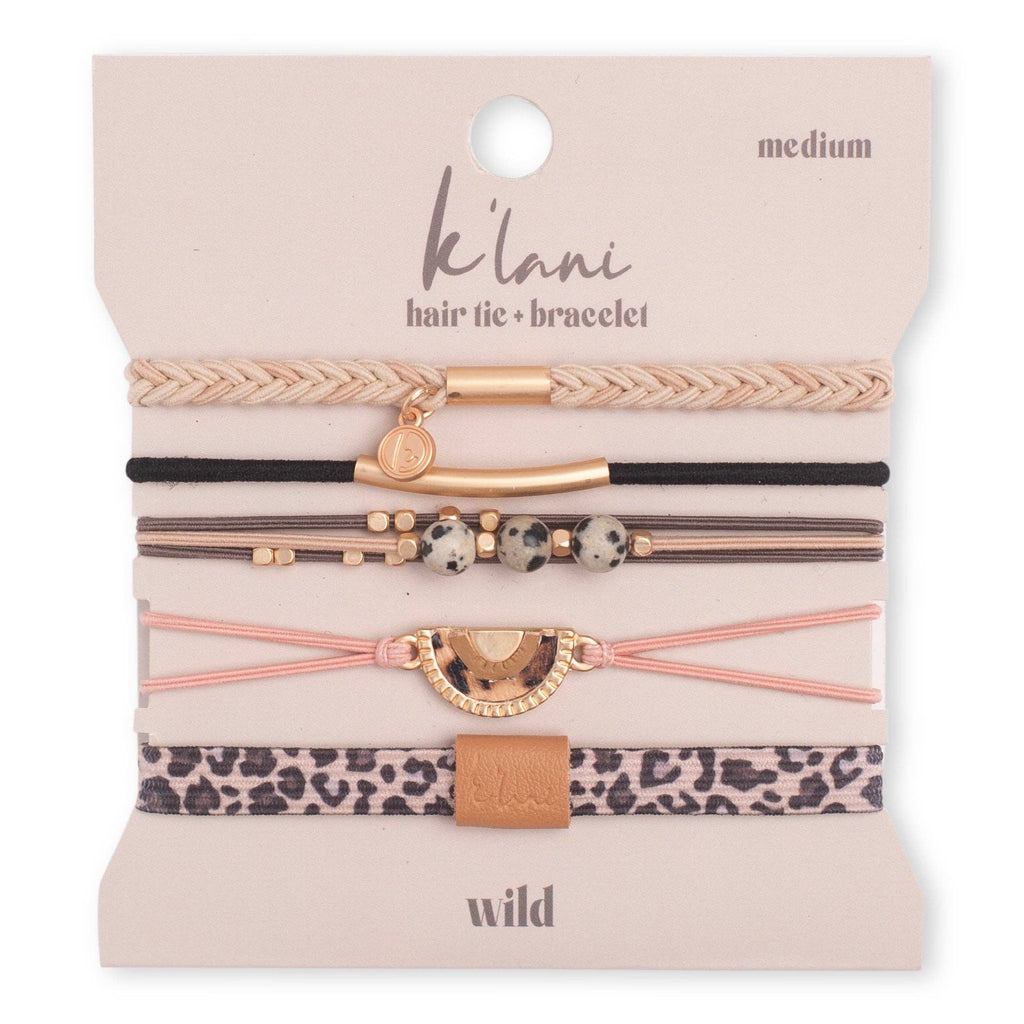 "Wild" Animal Print with Pink Accent Hair Tie Bracelets