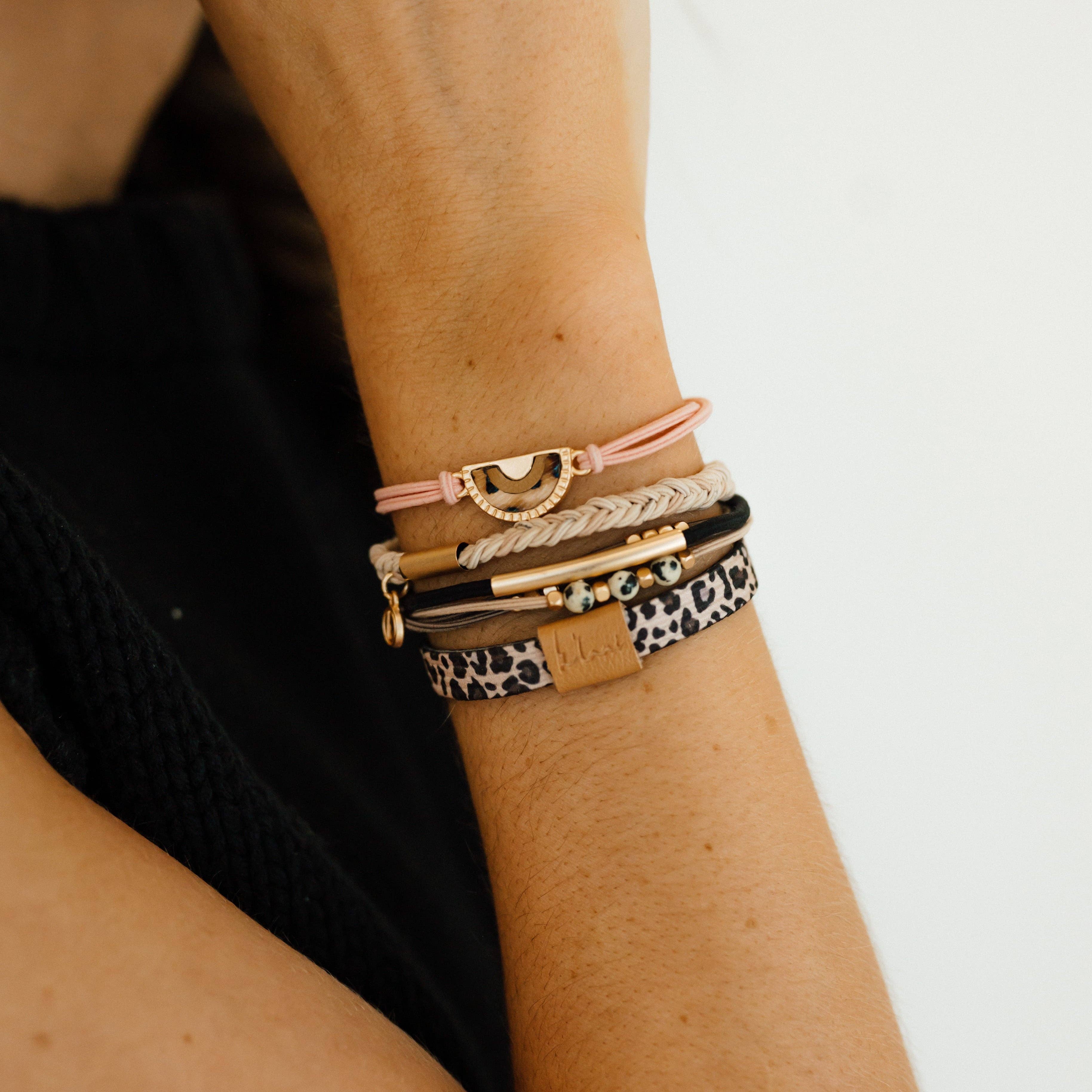 "Wild" Animal Print with Pink Accent Hair Tie Bracelets