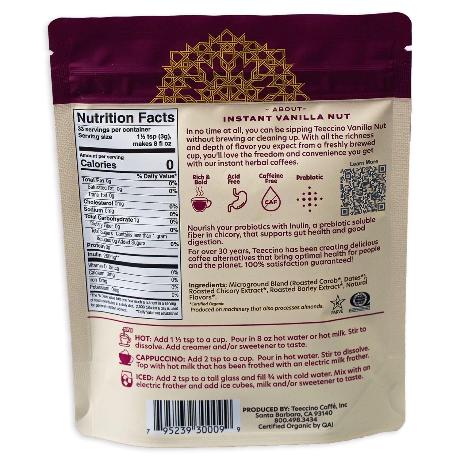 Instant Vanilla Nut Herbal Coffee