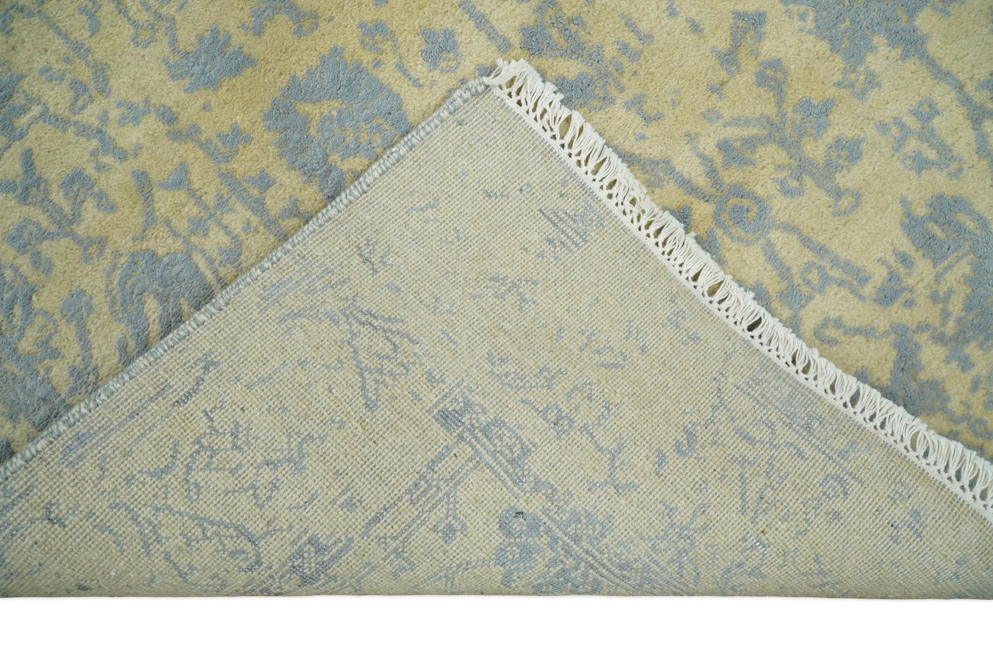 4x6 Fine Hand Knotted Gold and Silver Traditional Persian Style Antique Wool and Silk Rug
