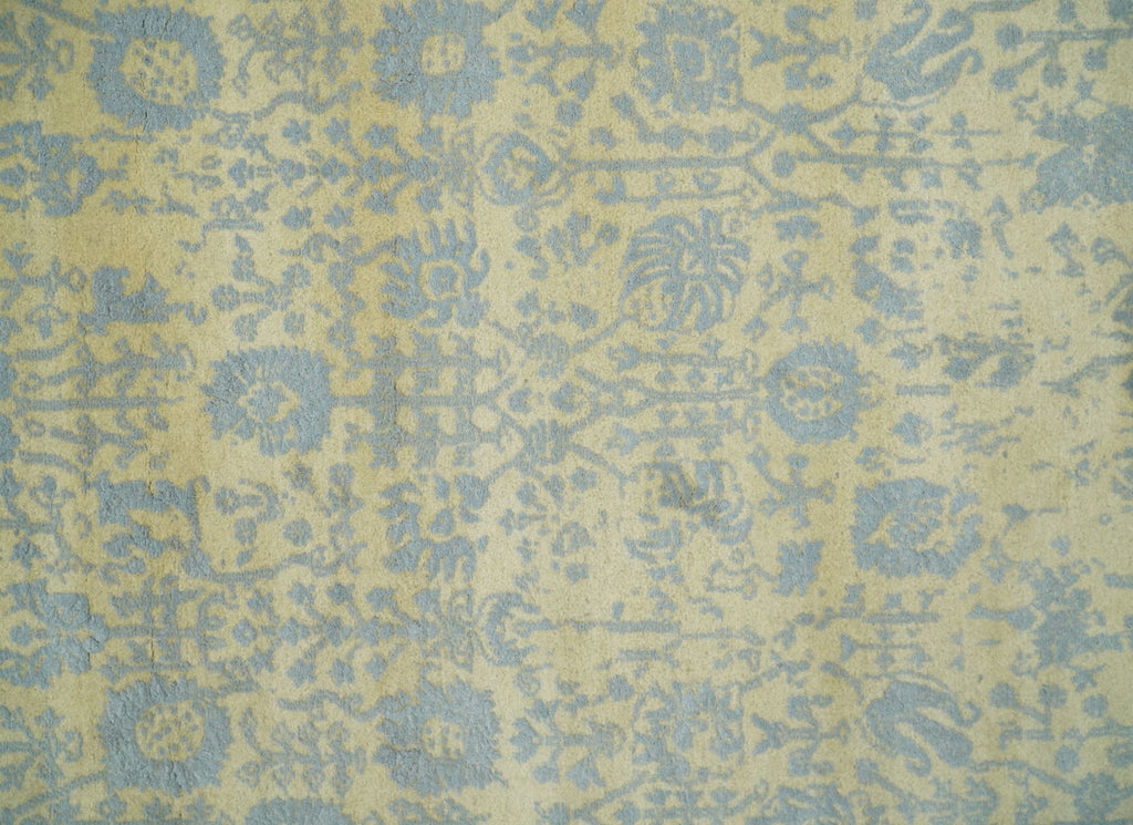 4x6 Fine Hand Knotted Gold and Silver Traditional Persian Style Antique Wool and Silk Rug