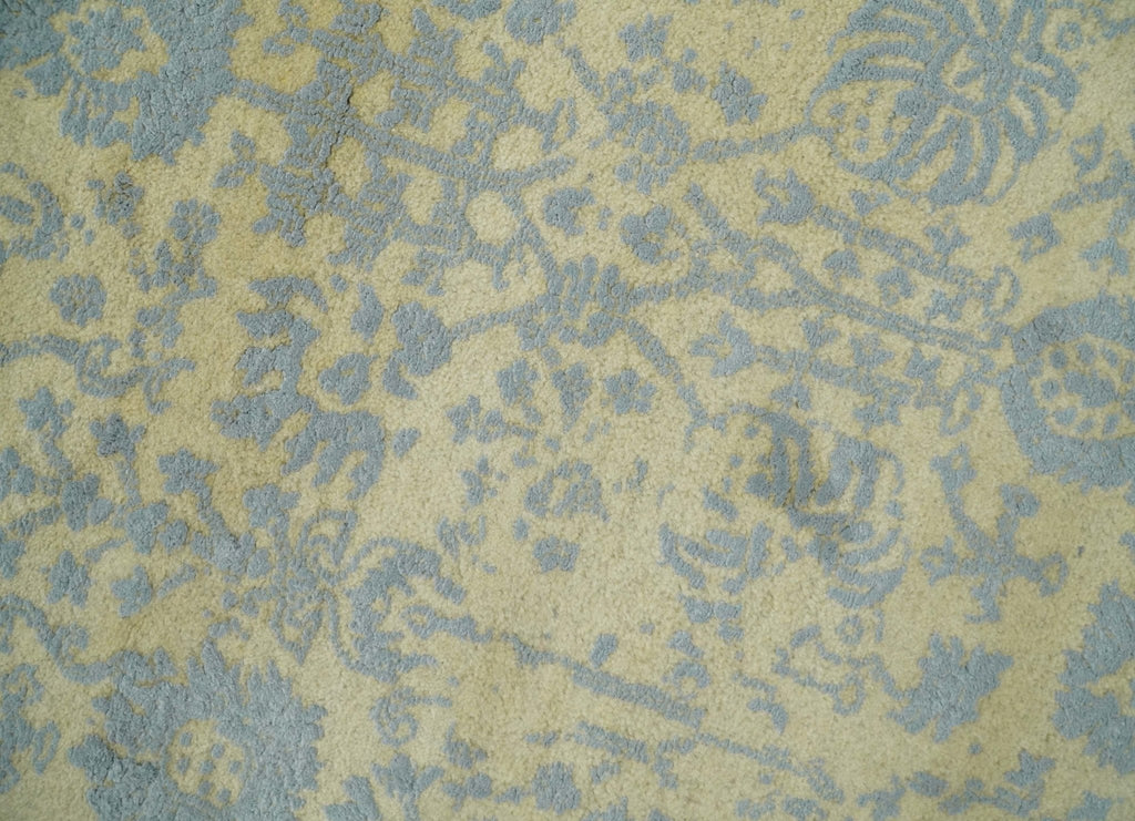 4x6 Fine Hand Knotted Gold and Silver Traditional Persian Style Antique Wool and Silk Rug