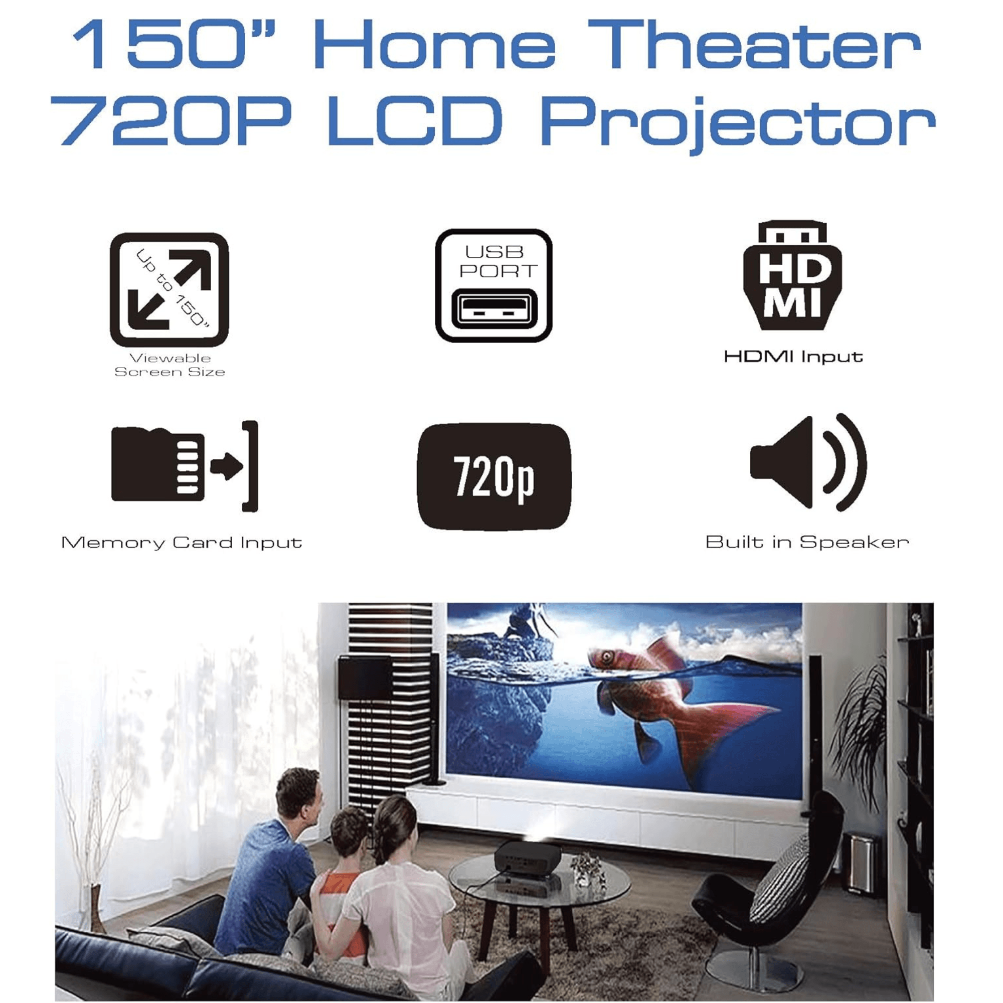 Naxa 150" Home Theater 720P LCD Projector - Refurbished
