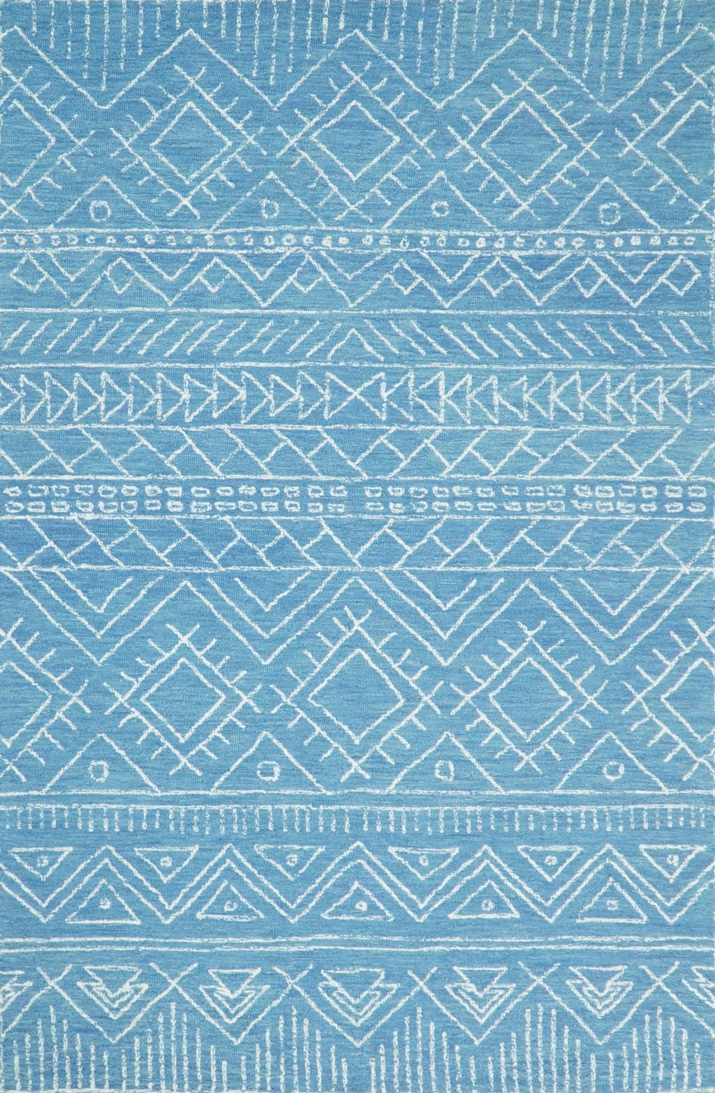 Blue Modern Contemporary Hand Tufted Wool Area Rug