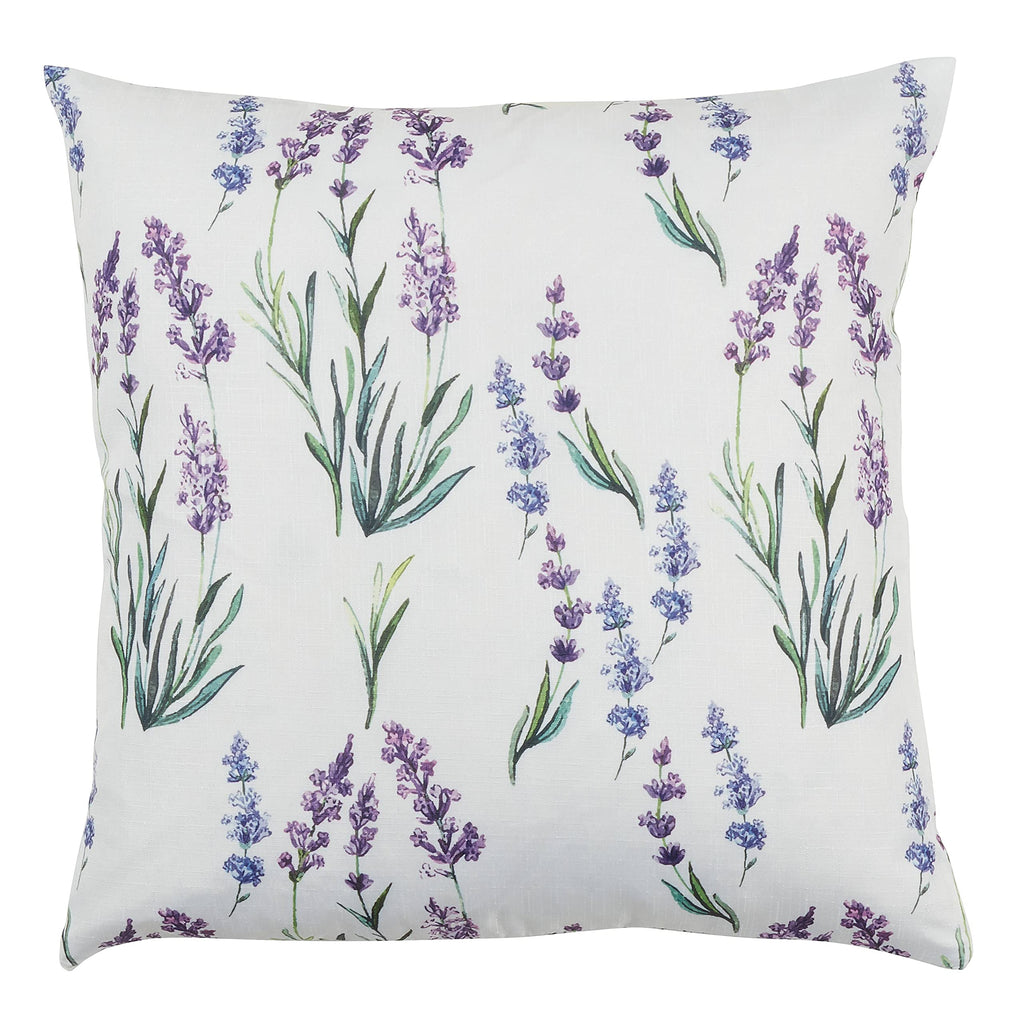 Fennco Styles Garden Lavender Print Decorative Throw Pillow 18" W x 18" L – Floral Square Cushion for Home, Couch, Sofa, Bedroom, Office Décor and Special Occasion