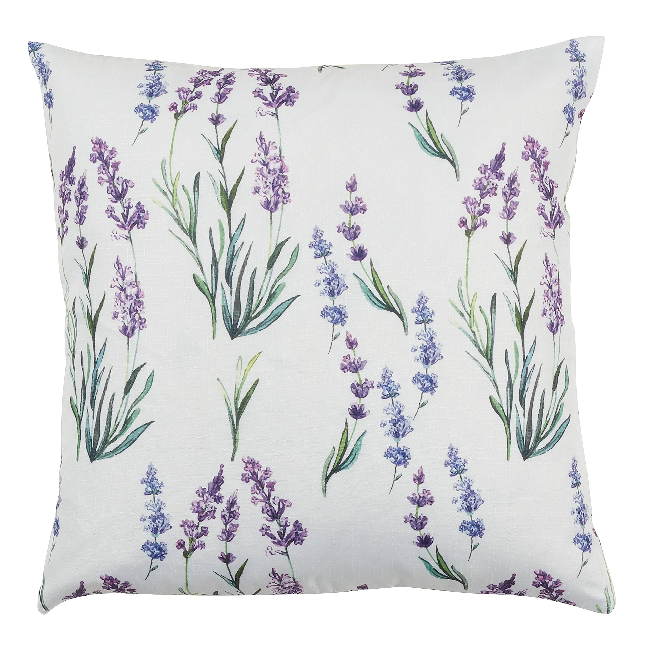 Fennco Styles Garden Lavender Print Decorative Throw Pillow 18" W x 18" L – Floral Square Cushion for Home, Couch, Sofa, Bedroom, Office Décor and Special Occasion