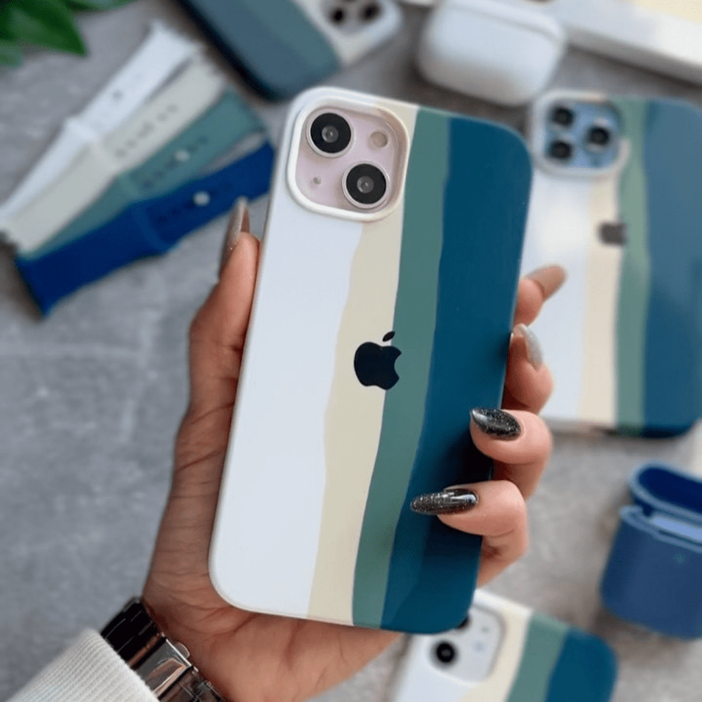 iPhone Silicone Case (Teal Rainbow)