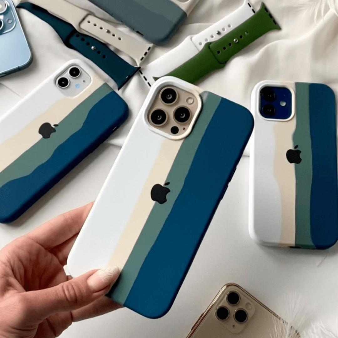iPhone Silicone Case (Teal Rainbow)