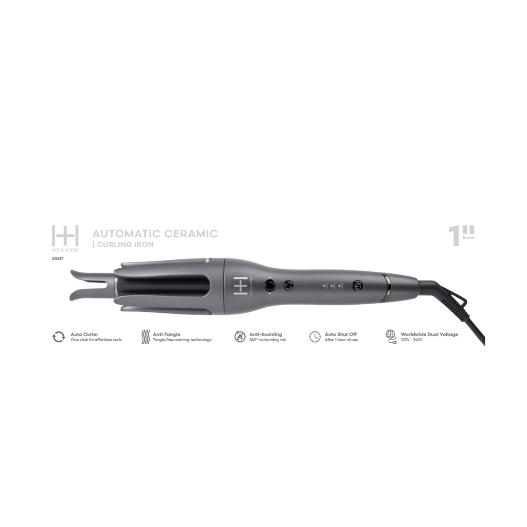 Hot & Hotter Ceramic Auto Curler 1 Inch, 1 Count, Grey