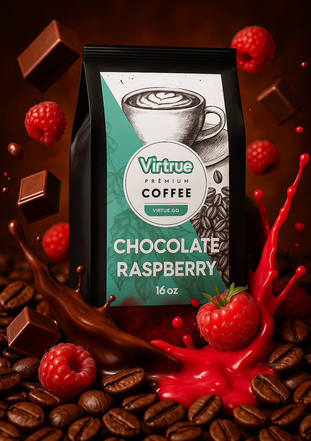 Chocolate Raspberry Flavored Coffee – 16oz | Virtrue Premium
