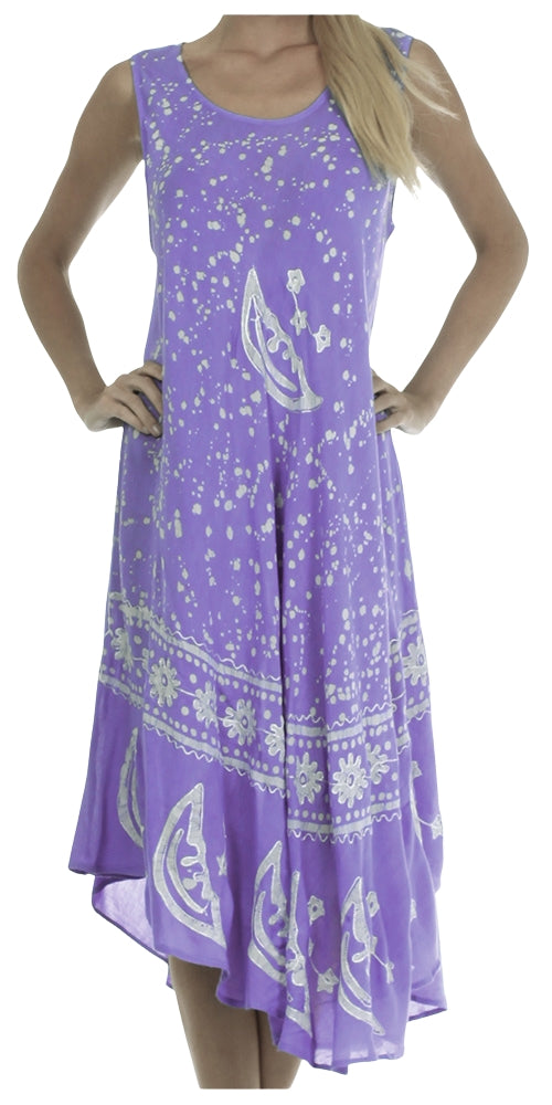 Sakkas Moon and Stars Batik Caftan Tank Dress / Cover Up