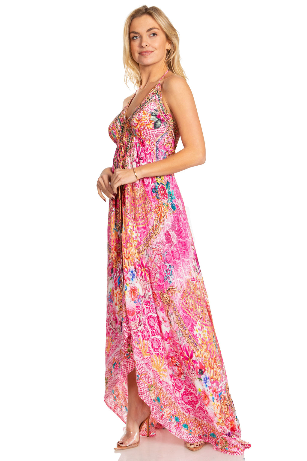 Sakkas Lizi 2025 Womens Maxi High-low Halter Handkerchief Long Dress Beach Party