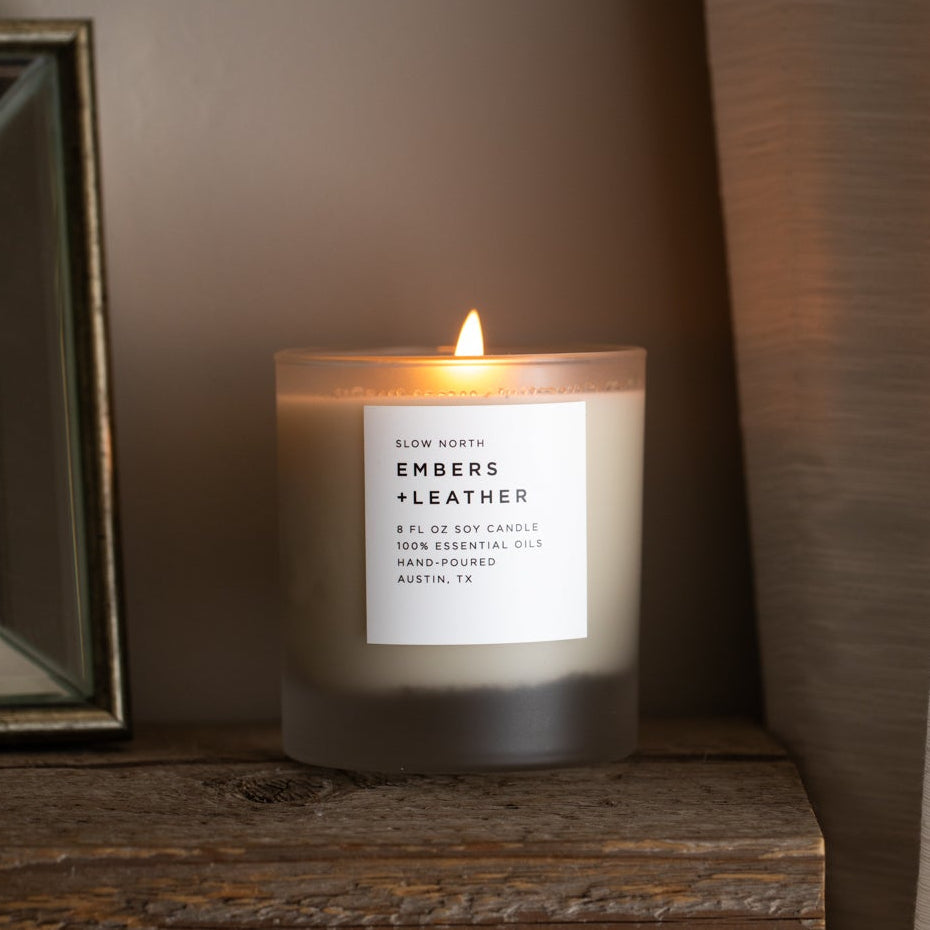 Embers + Leather - Signature Candle (Vetiver + Cedar + Patchouli)