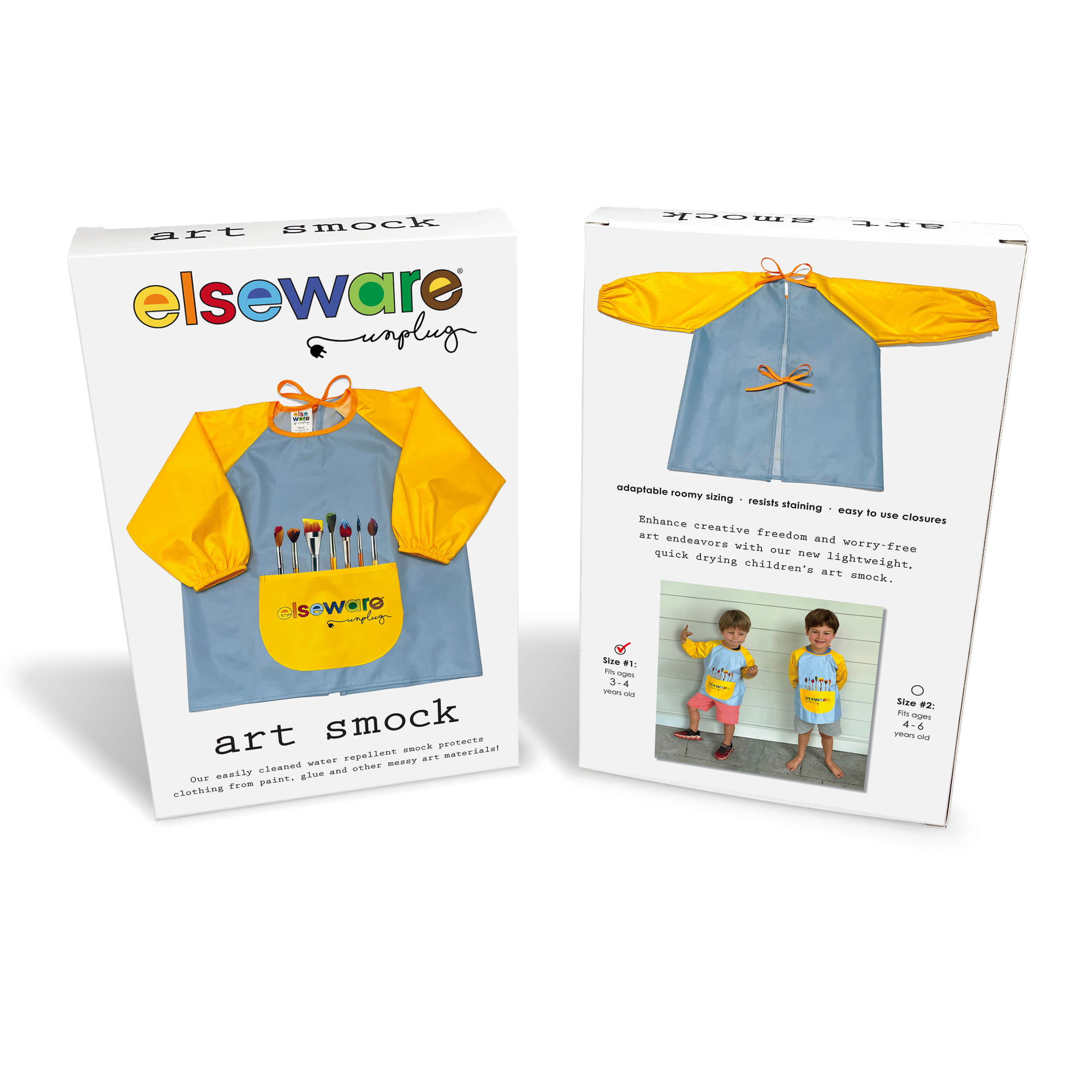 Art Smock with Pocket (Ages 3-6, 2 Sizes) Kid-Friendly