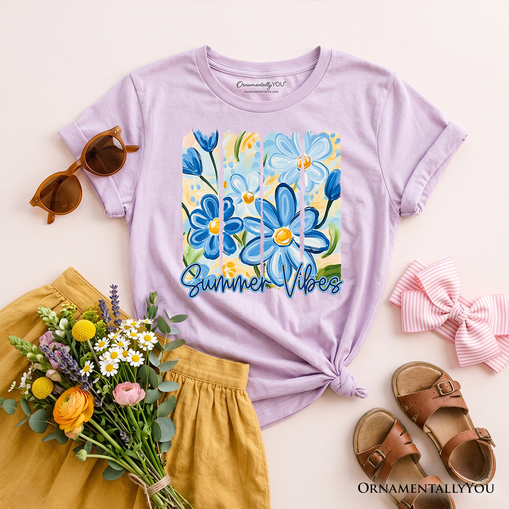 Kids Summer Vibes Brushstroke Flowers T-Shirt, Youth Aesthetic Tee
