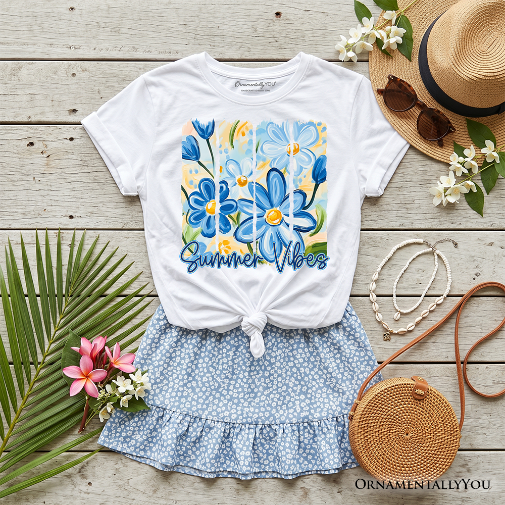 Kids Summer Vibes Brushstroke Flowers T-Shirt, Youth Aesthetic Tee
