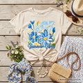 Kids Summer Vibes Brushstroke Flowers T-Shirt, Youth Aesthetic Tee