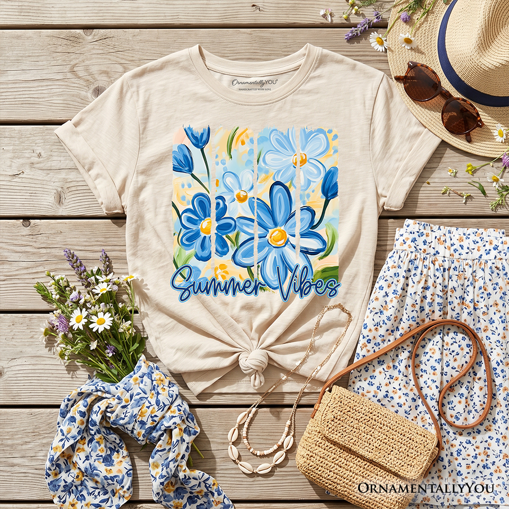 Kids Summer Vibes Brushstroke Flowers T-Shirt, Youth Aesthetic Tee