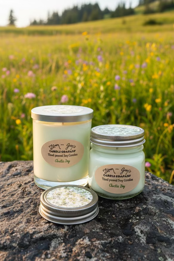 Arctic Ivy Soy Candle – Crisp & Refreshing Scent | Mam Jam’s