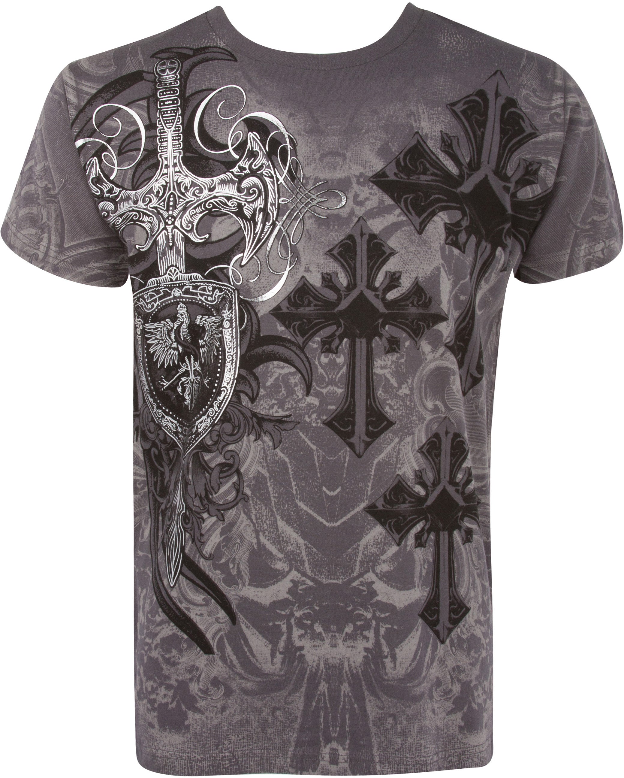 Sakkas Cross, Sword and Shield Cotton Mens T-Shirt