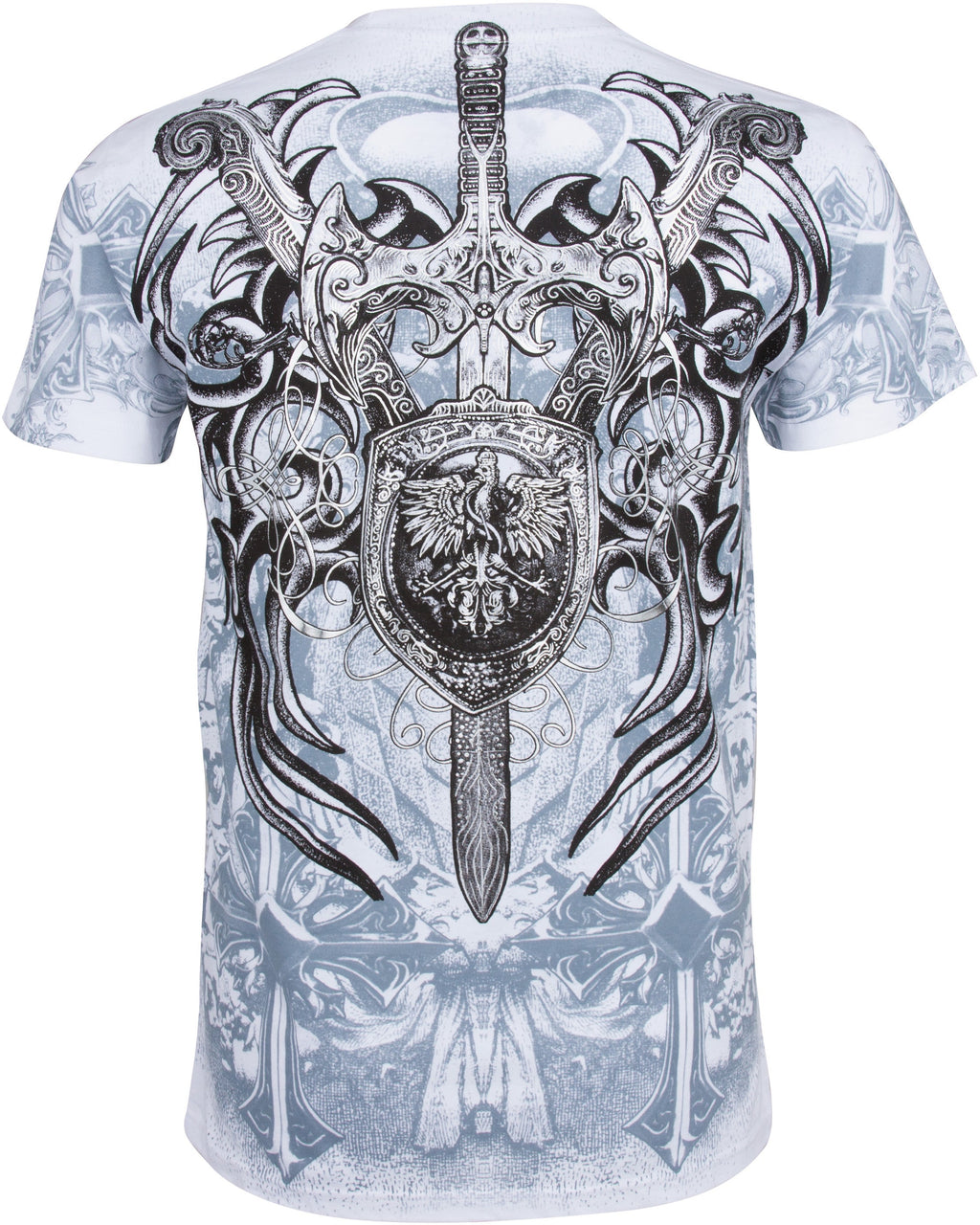 Sakkas Cross, Sword and Shield Cotton Mens T-Shirt