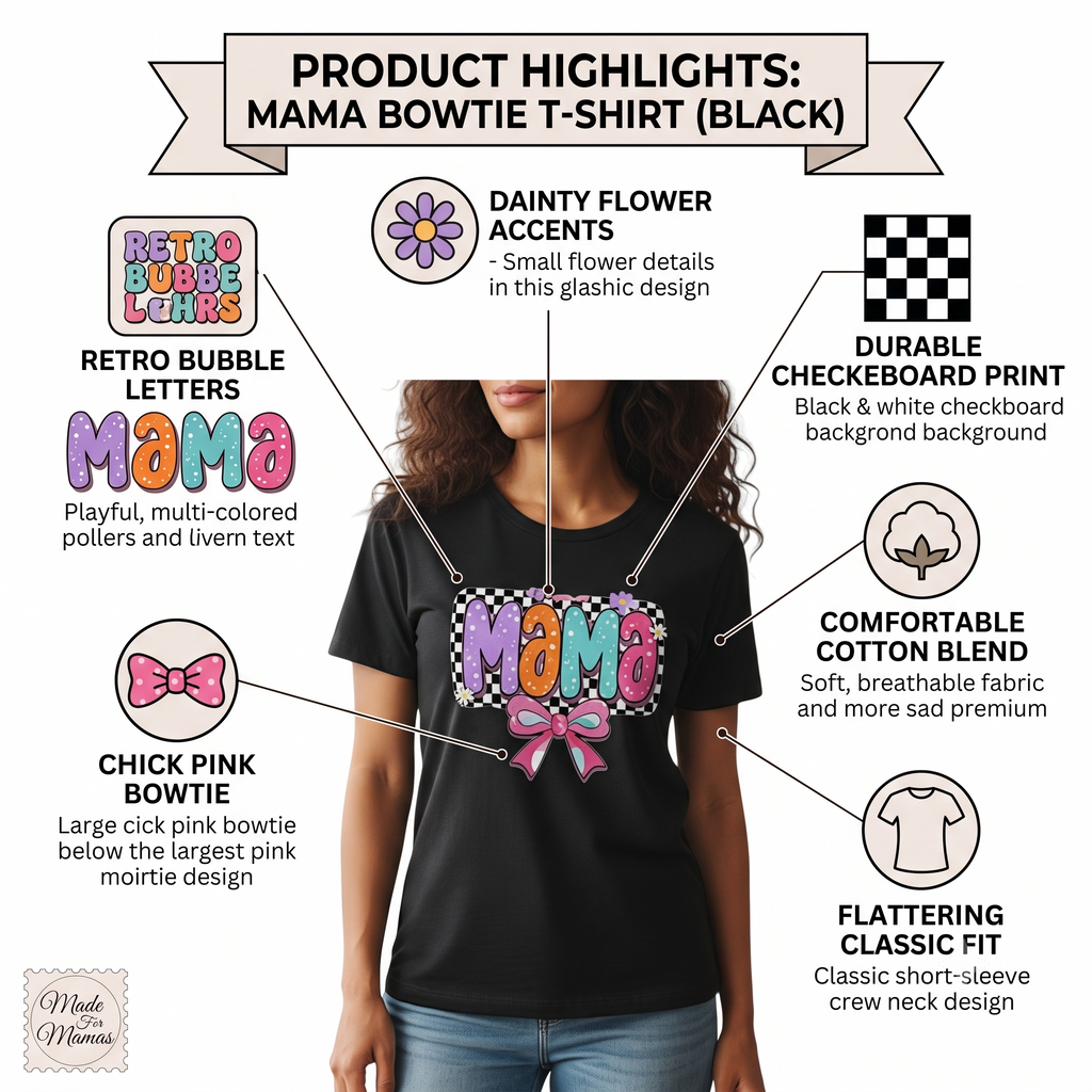 Womens Coquette Mama Shirt Cute Bow Graphic Mothers Day Gift Tee