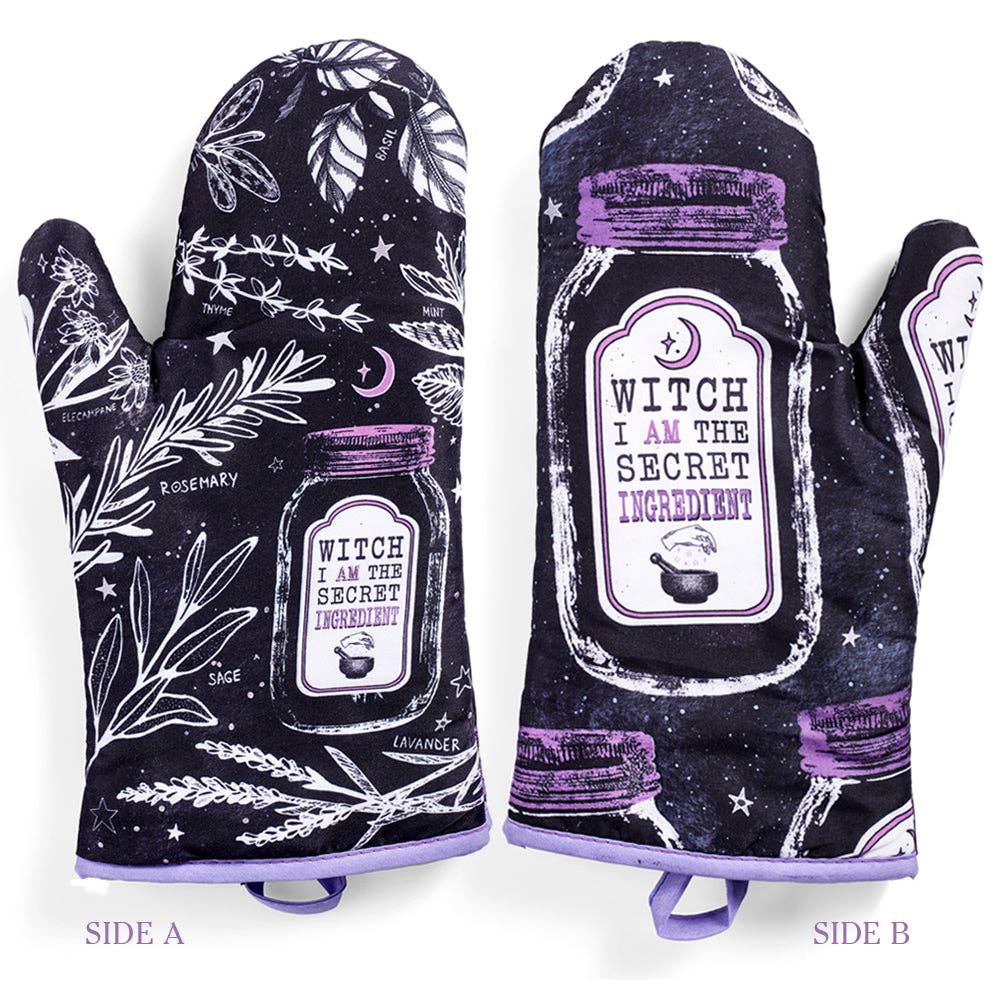 Set of 2 "Witch, I AM The Secret Ingredient" Oven Mitt | Pot Holders Hanging Oven Gloves Set
