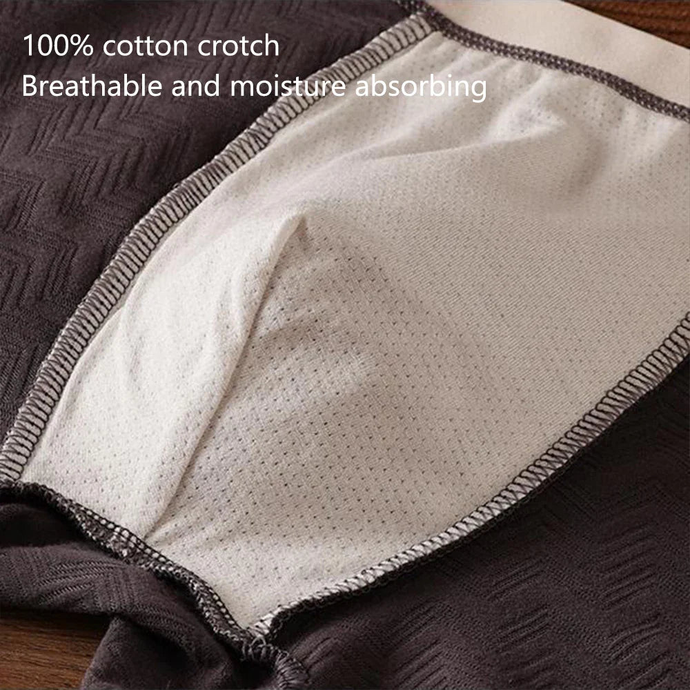3Pcs Men's Cotton Underwear Mid Rise Soft Breathable Boxer Shorts Briefs High Elastic Comfortable Boyshort Large Size Underwear