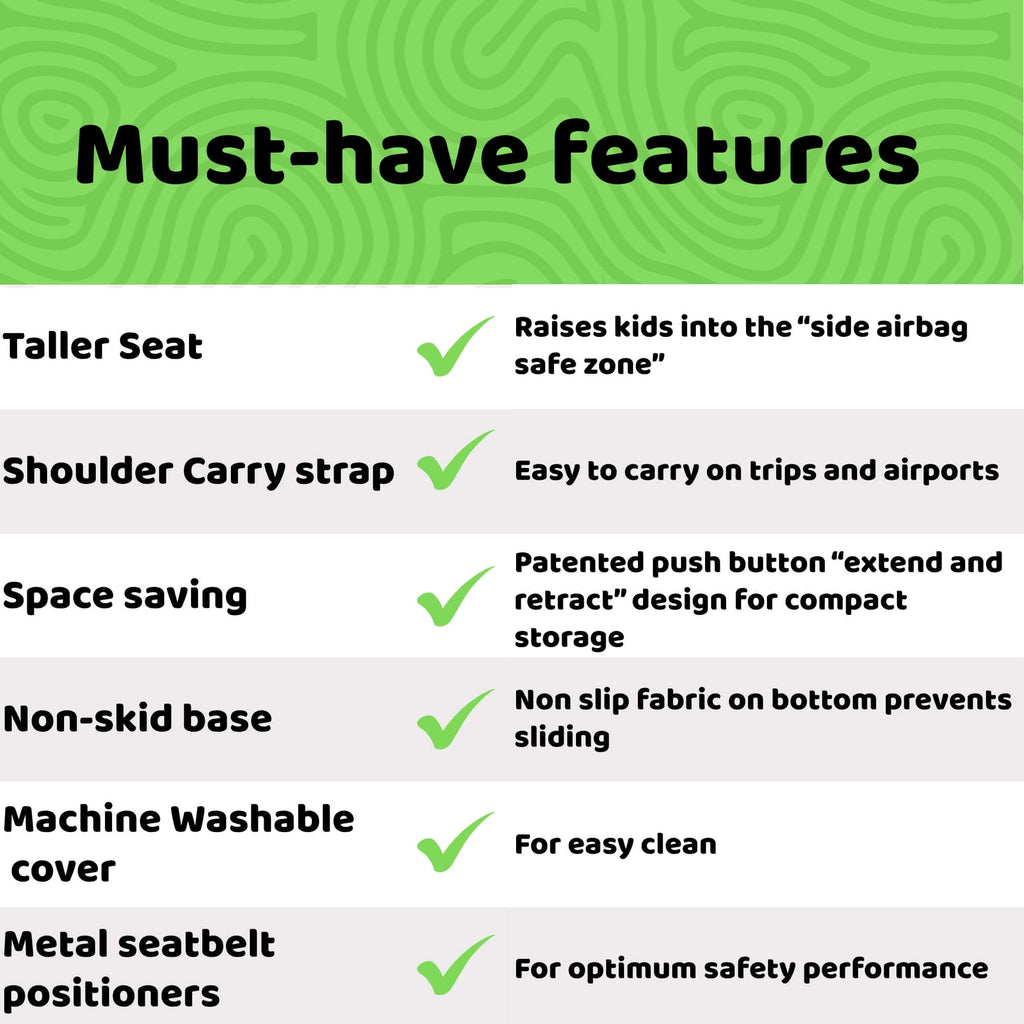 BubbleBum Teleport Backless Booster Car Seat, Kids Booster Seat for Car 40-100 lbs, Telescopic Portable Carseat, Ideal for Everyday Use and Foldable for Travel, - Black✔️