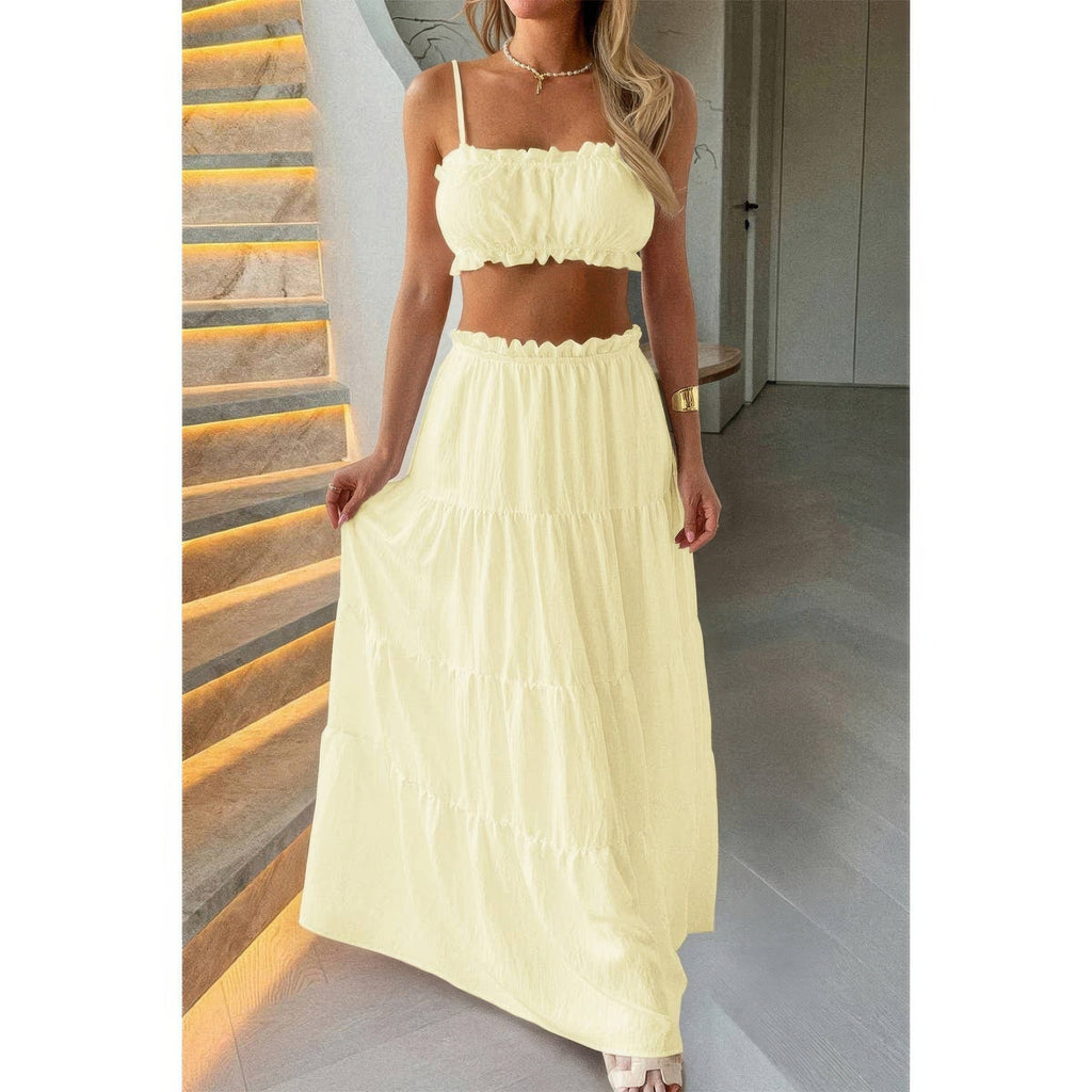 Two Pieces Sleeveless Tank Top And Maxi Skirt Set