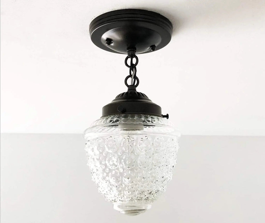 Antique Acorn Glass Ceiling Light with Chain | 6″