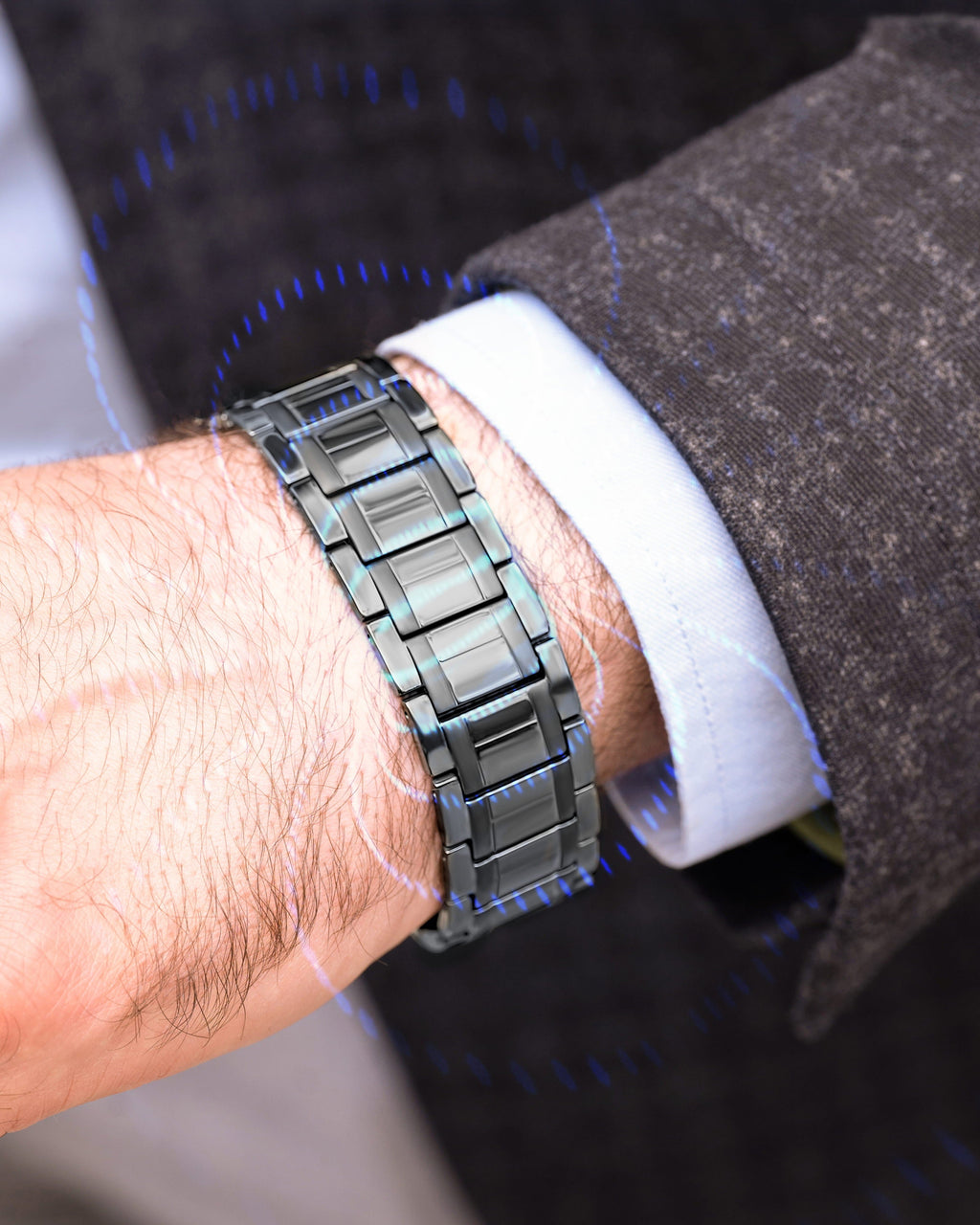 3x Strength Titanium Magnetic Bracelet for Men (Gunmetal)