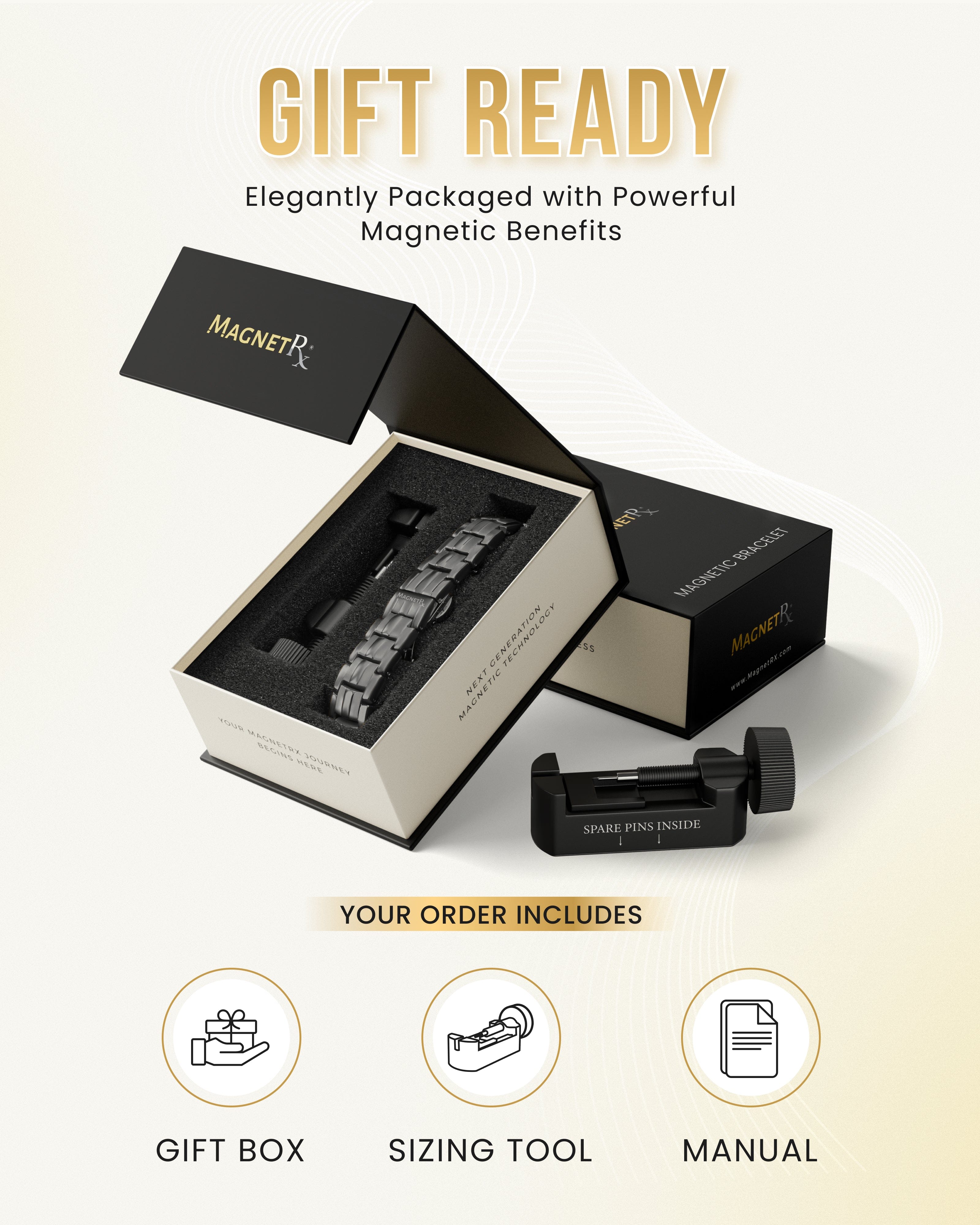 EllipseMAX Magnetic Bracelet for Men (Gunmetal)