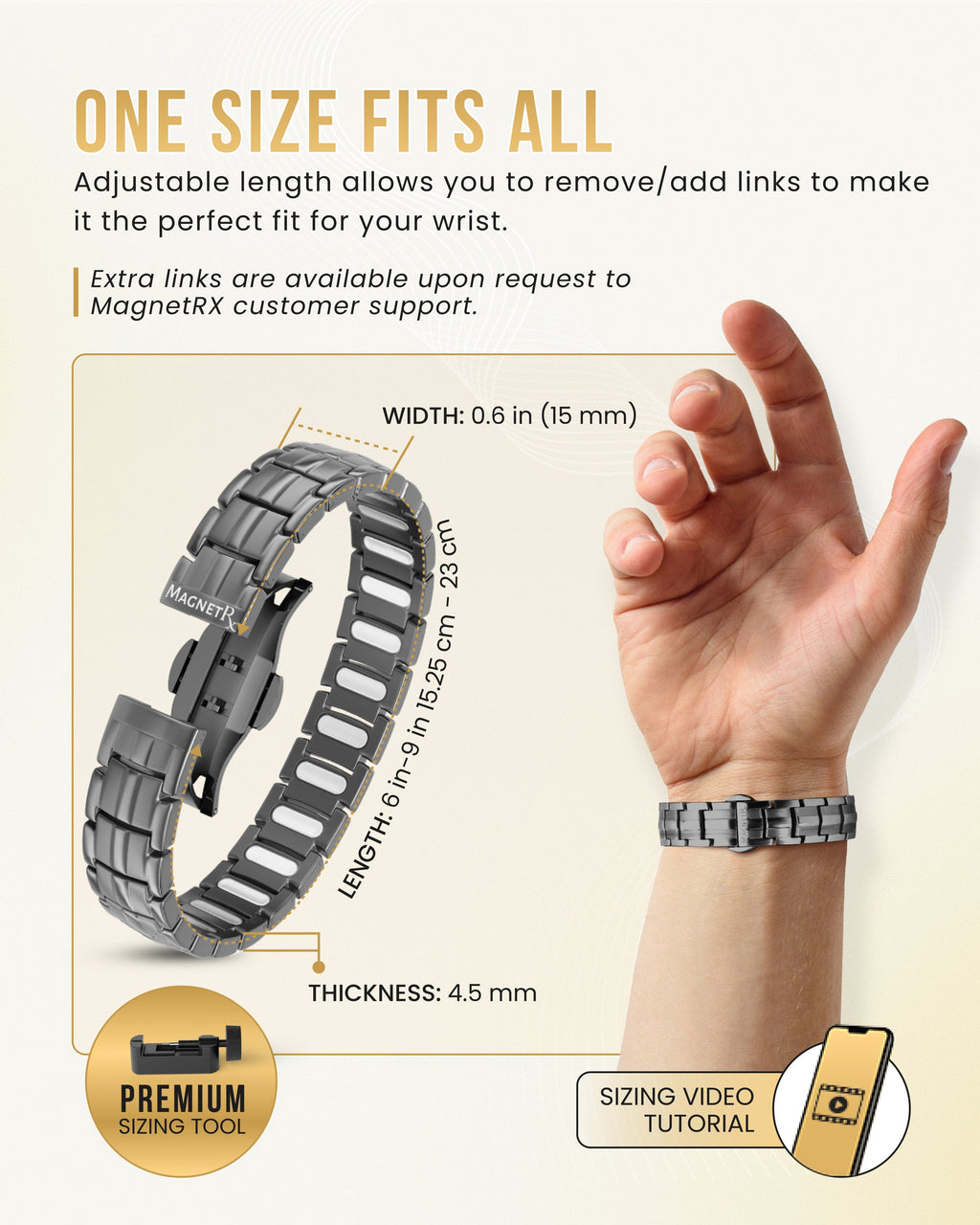 EllipseMAX Magnetic Bracelet for Men (Gunmetal)