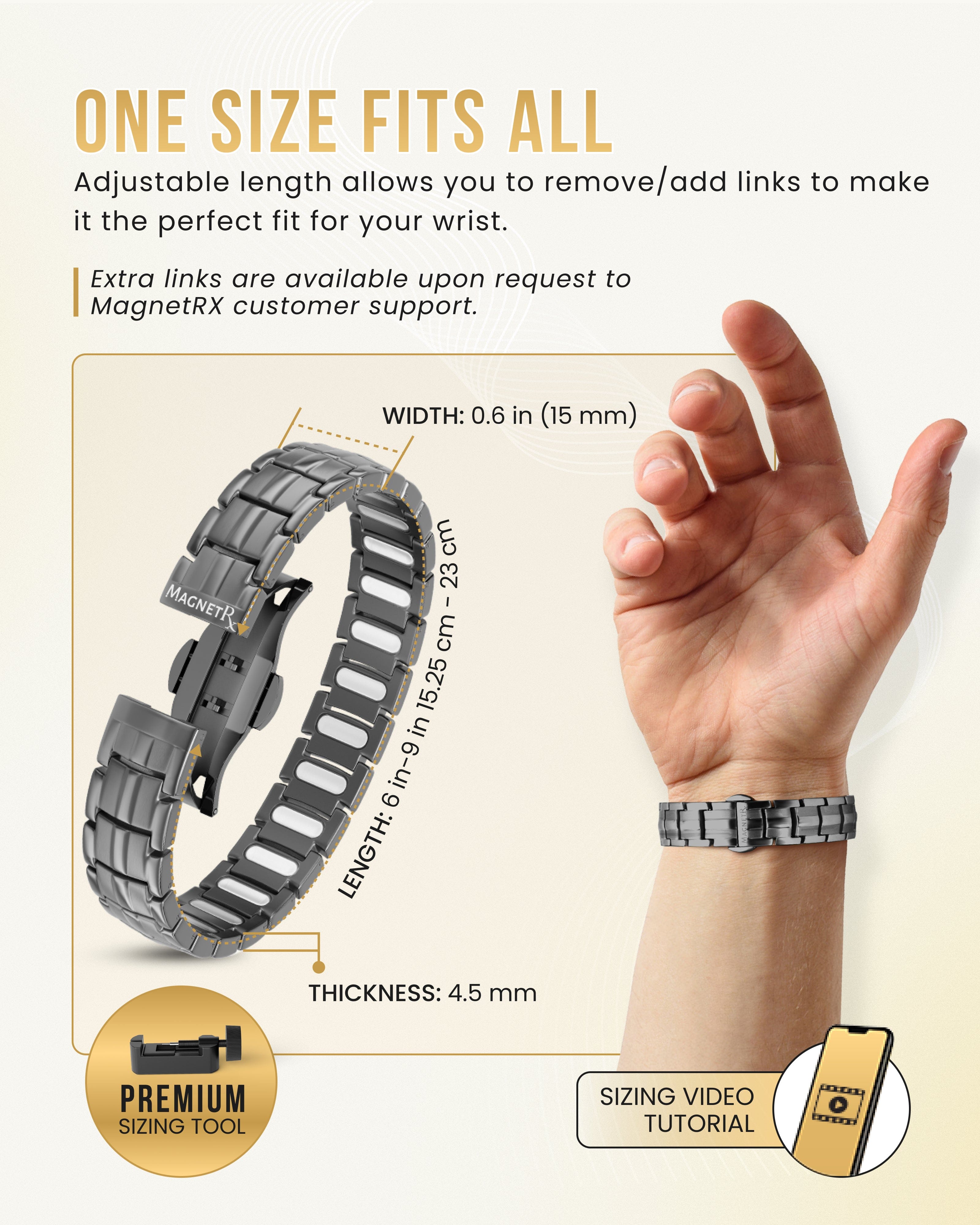 EllipseMAX Magnetic Bracelet for Men (Gunmetal)