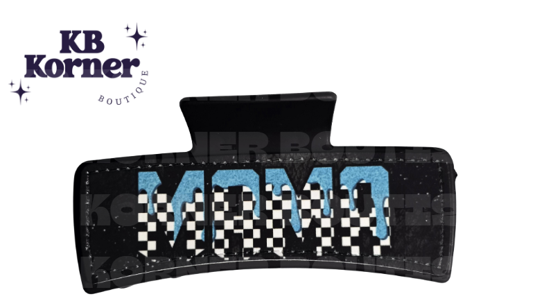 Sassy Hair Clip: Mama Melt Checkered & Turquoise
