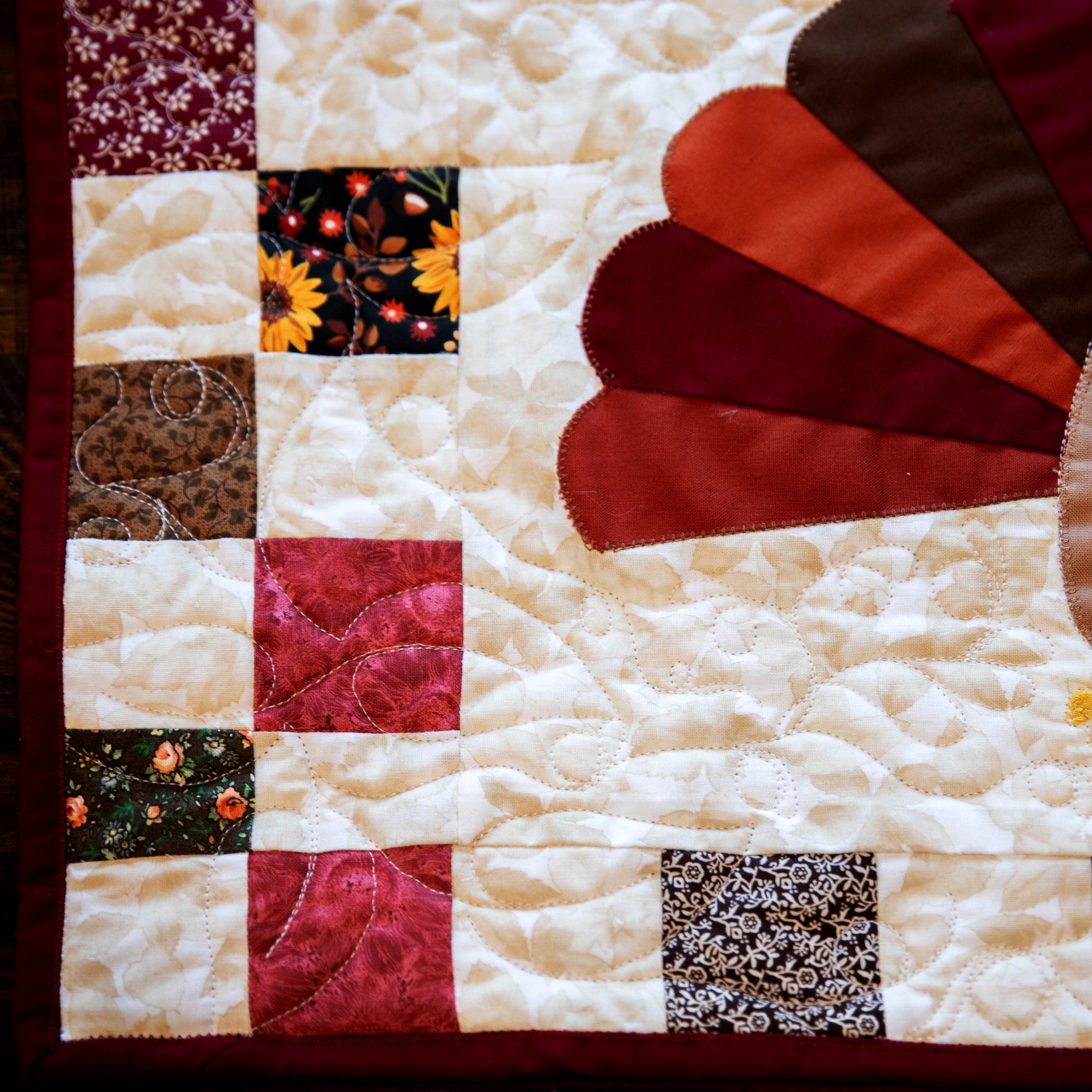 Turkey Thanksgiving Quilted Table Runner Precut Quilt Kit W/ Backing