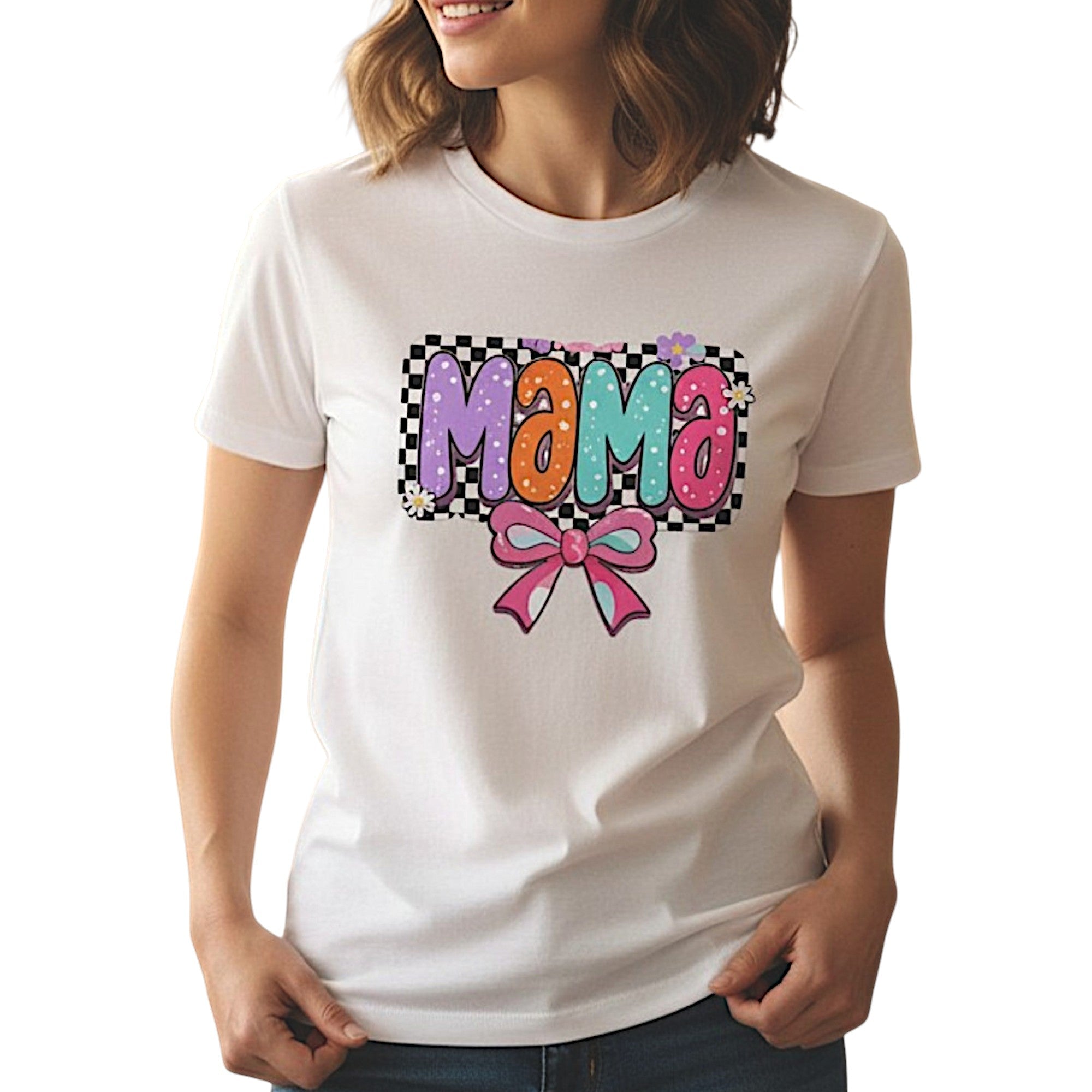 Womens Coquette Mama Shirt Cute Bow Graphic Mothers Day Gift Tee