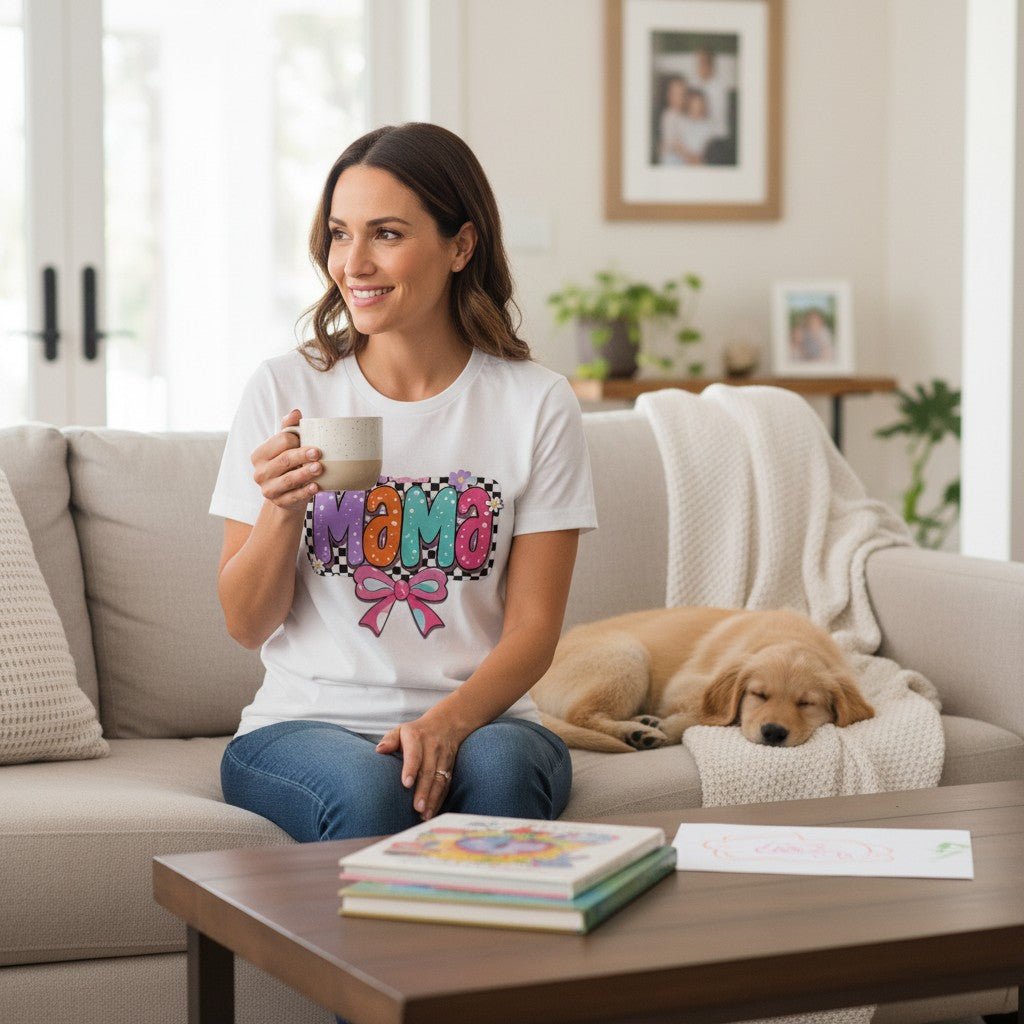 Womens Coquette Mama Shirt Cute Bow Graphic Mothers Day Gift Tee