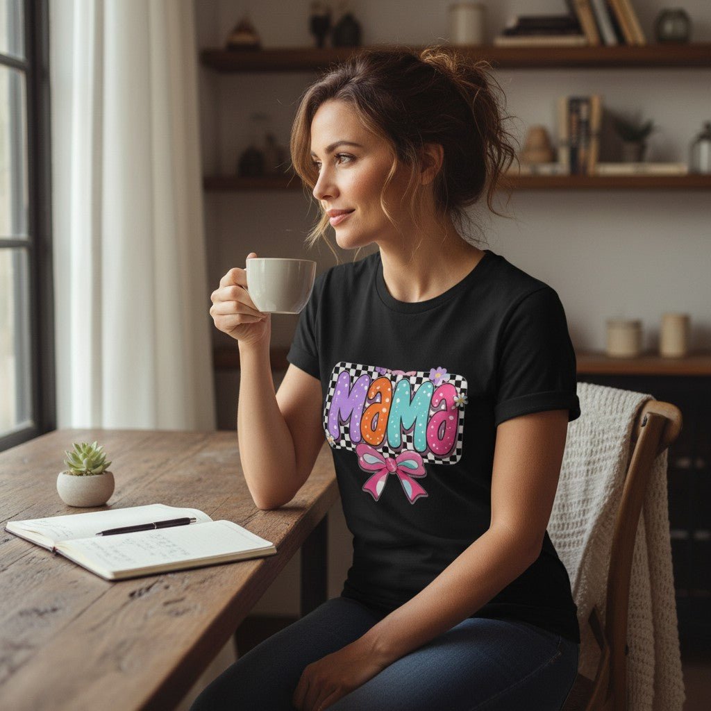 Womens Coquette Mama Shirt Cute Bow Graphic Mothers Day Gift Tee